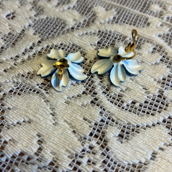 Vintage Turquoise‎ Flower Clip on Earrings - Picture 3 of 3